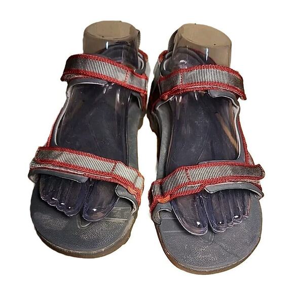 Teva Sandals Womens 7 Tanza Sports Strappy Hiking 1093489Y Grey Red Fabric Flats - Picture 4 of 7